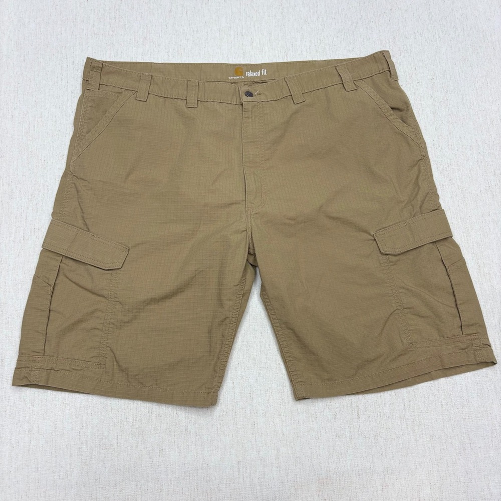 Carhartt Force Broxton Cargo Shorts Mens 48 Tan Khaki Ripstop Relaxed Fit 11" IS